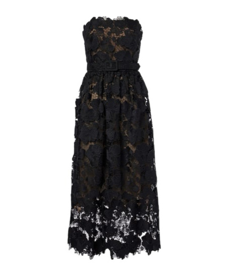 Oscar De La Renta Floral Lace Bustier Gown In Black