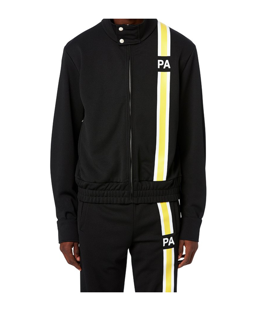 Palm Angels Monogram Striped Track Jacket In Black