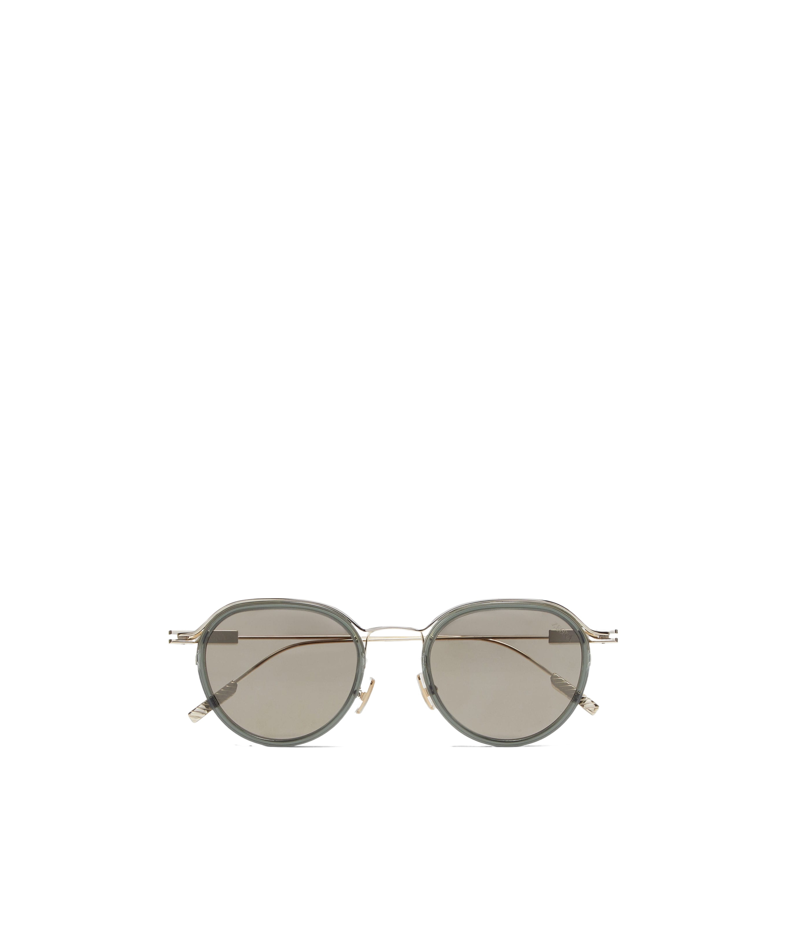 Zegna Round-frame Metal Sunglasses In Gray
