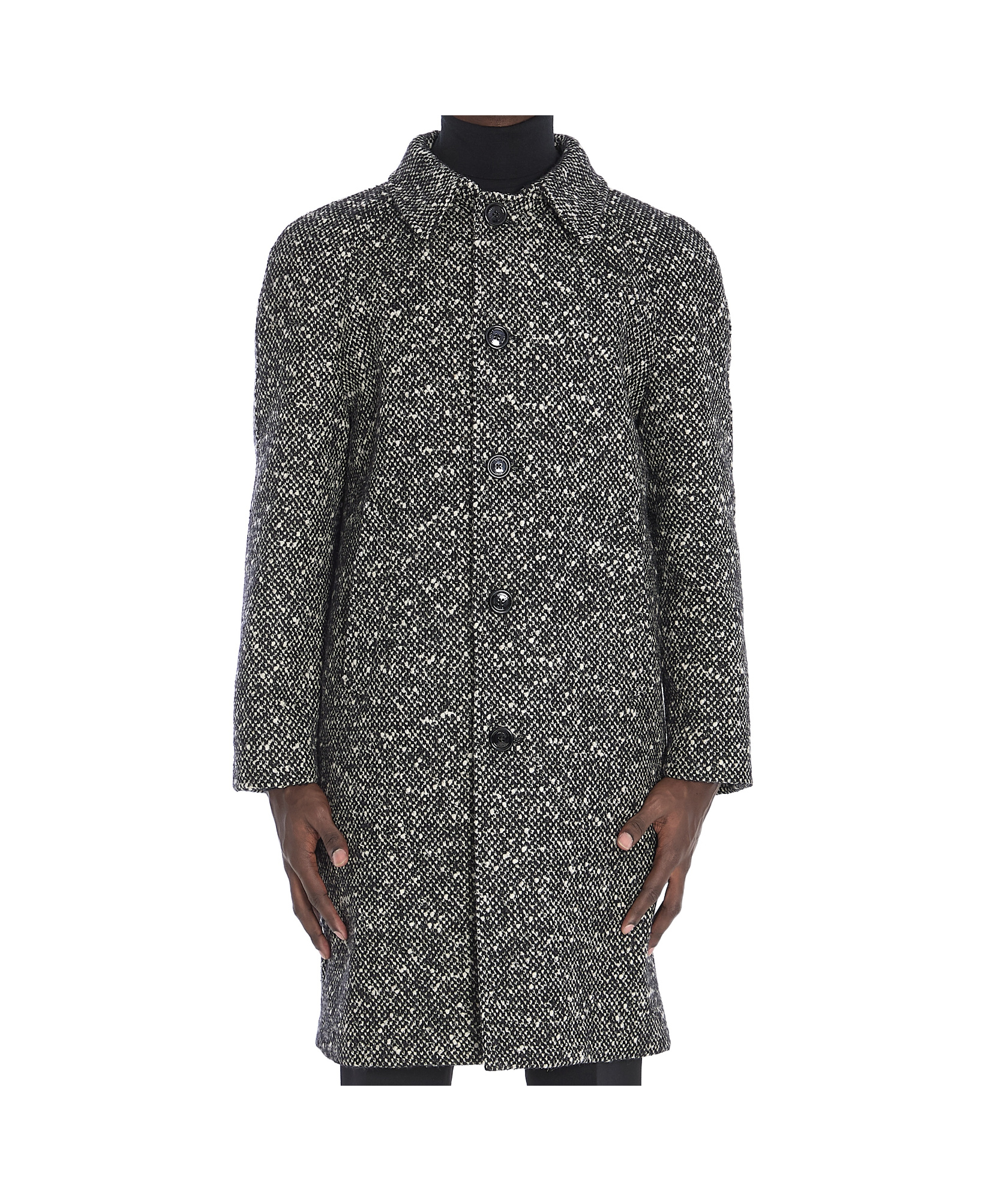 Celine Camden Wool Tweed Coat With Button Closure And Side Pockets In Multi