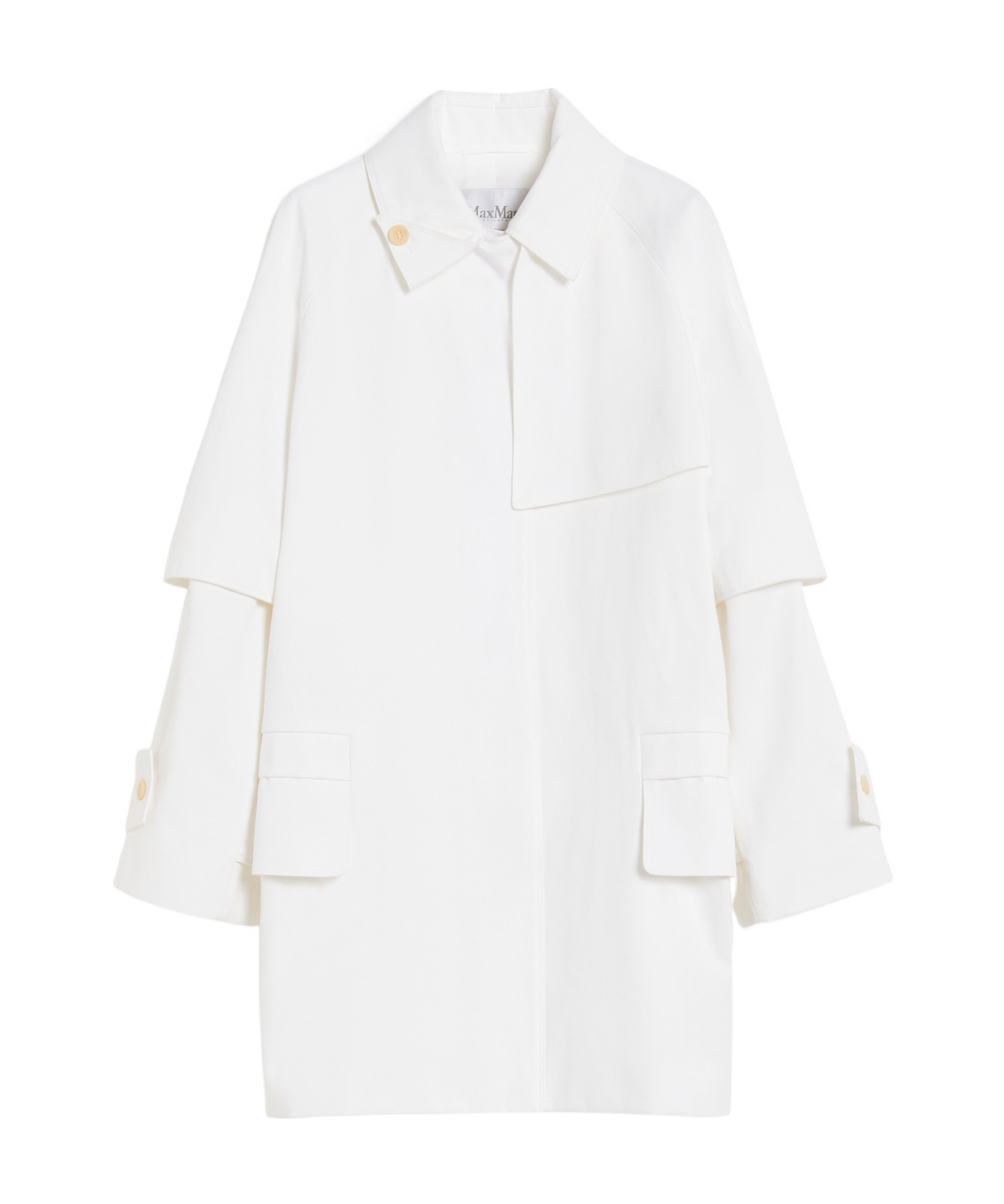Max Mara Water-repellent Gabardine Trench Coat In White