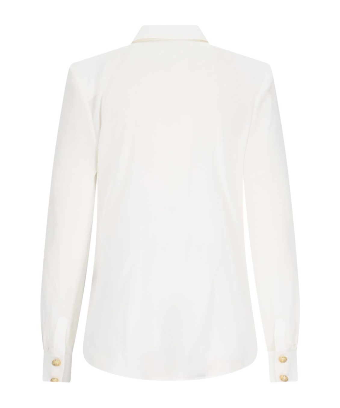 Balmain Button-embellished Silk Crepe De Chine Shirt In White