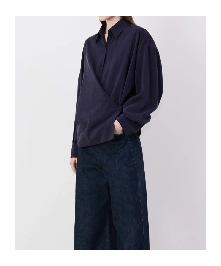 Lemaire Twisted Neckline Shirt In Black
