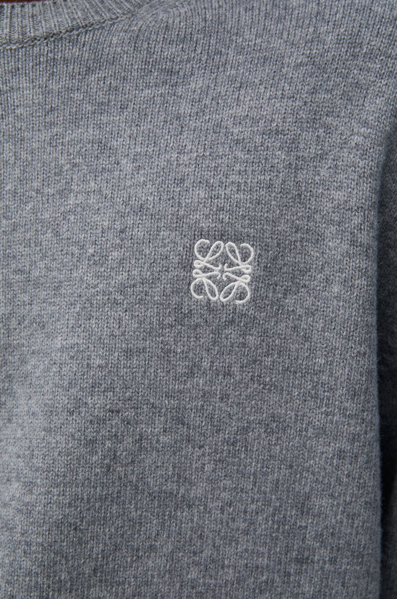 Loewe Long-sleeved Wool Coat In Gray