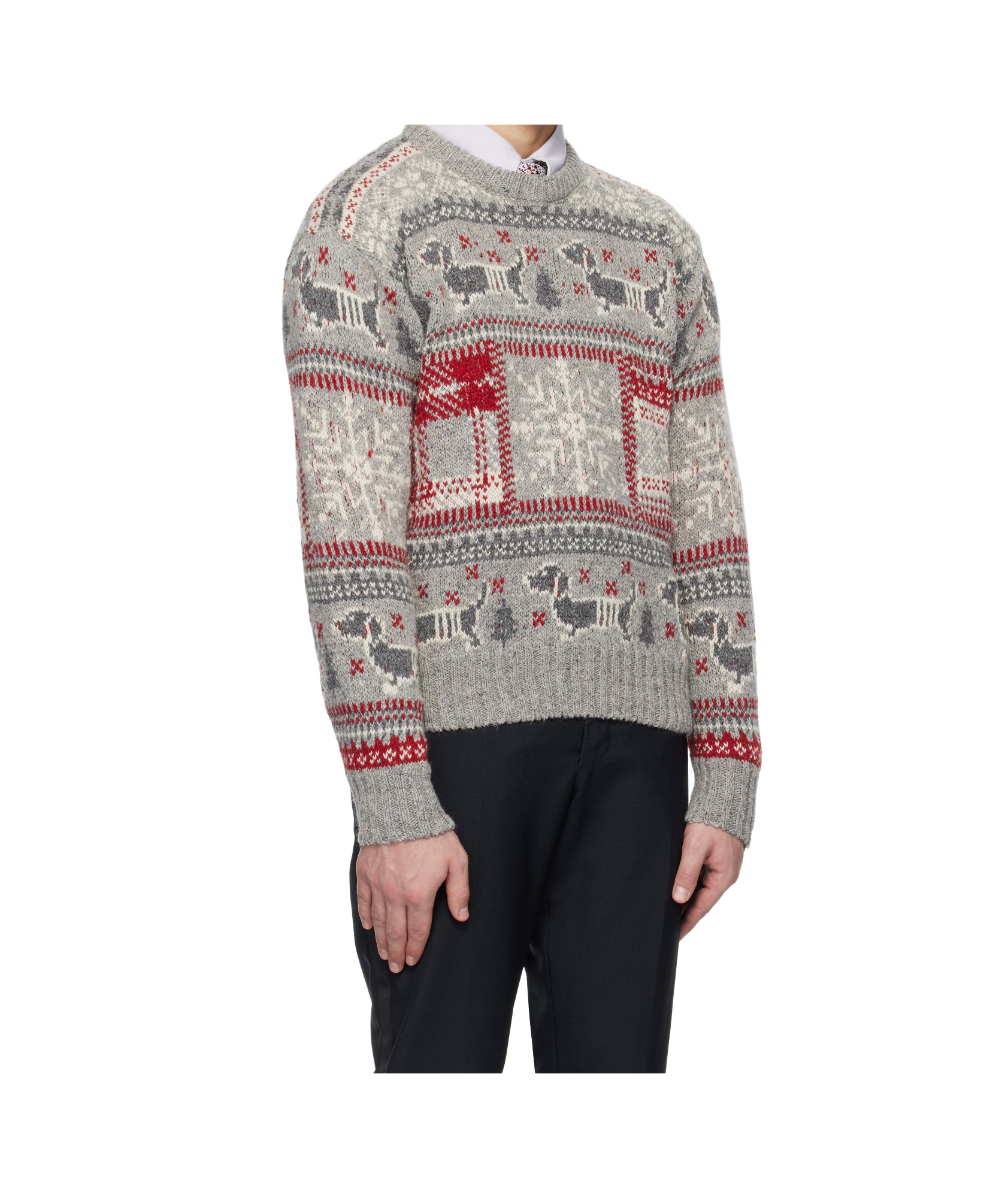 Thom Browne Fair Isle Intarsia Jumper In Gray