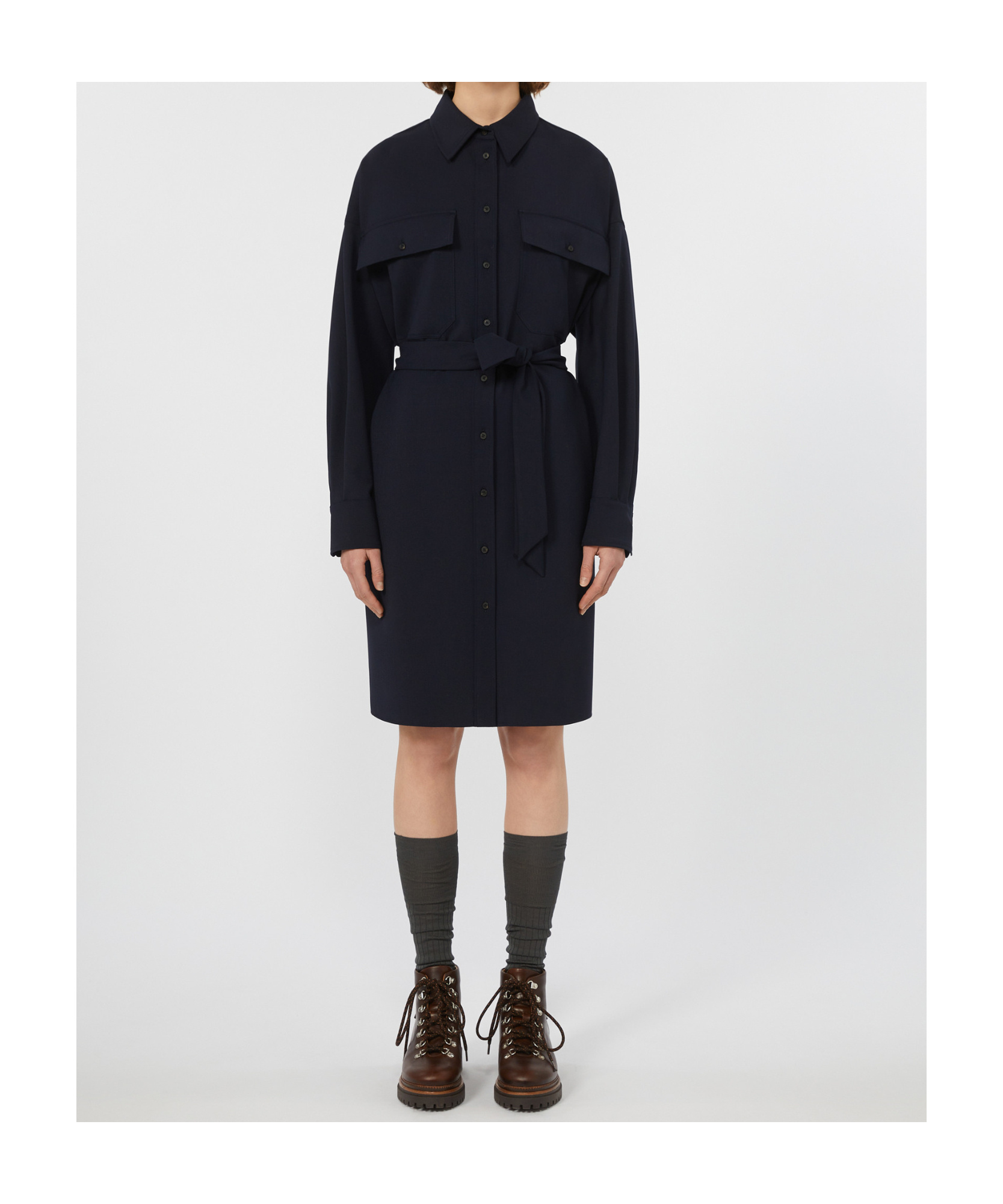Weekend Max Mara Long-sleeved Shirt Dress In Blue