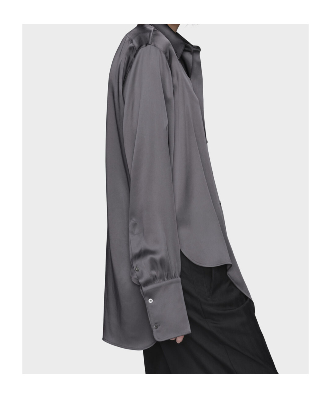 Maison Margiela Long-sleeved Satin Shirt In Gray
