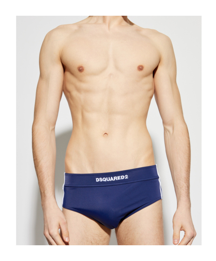 Shop Dsquared2 Elastic Waist Swimming Trunks In Blue