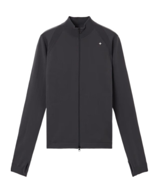 Stone Island Full Zip Cardigan With Thumb Holes At Cuffs In Leaden