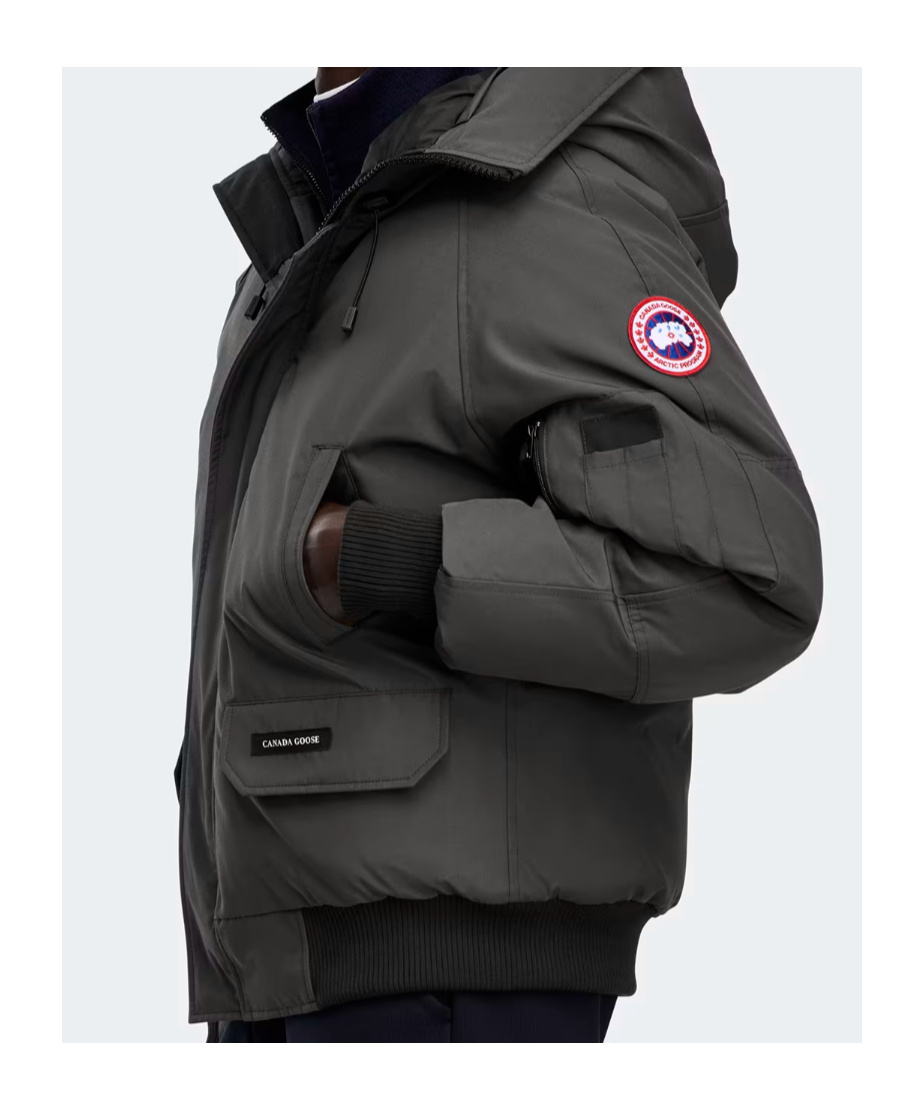 Canada Goose Granite Grey Chilliwack Bomber Jacket With Attached Hood In Black