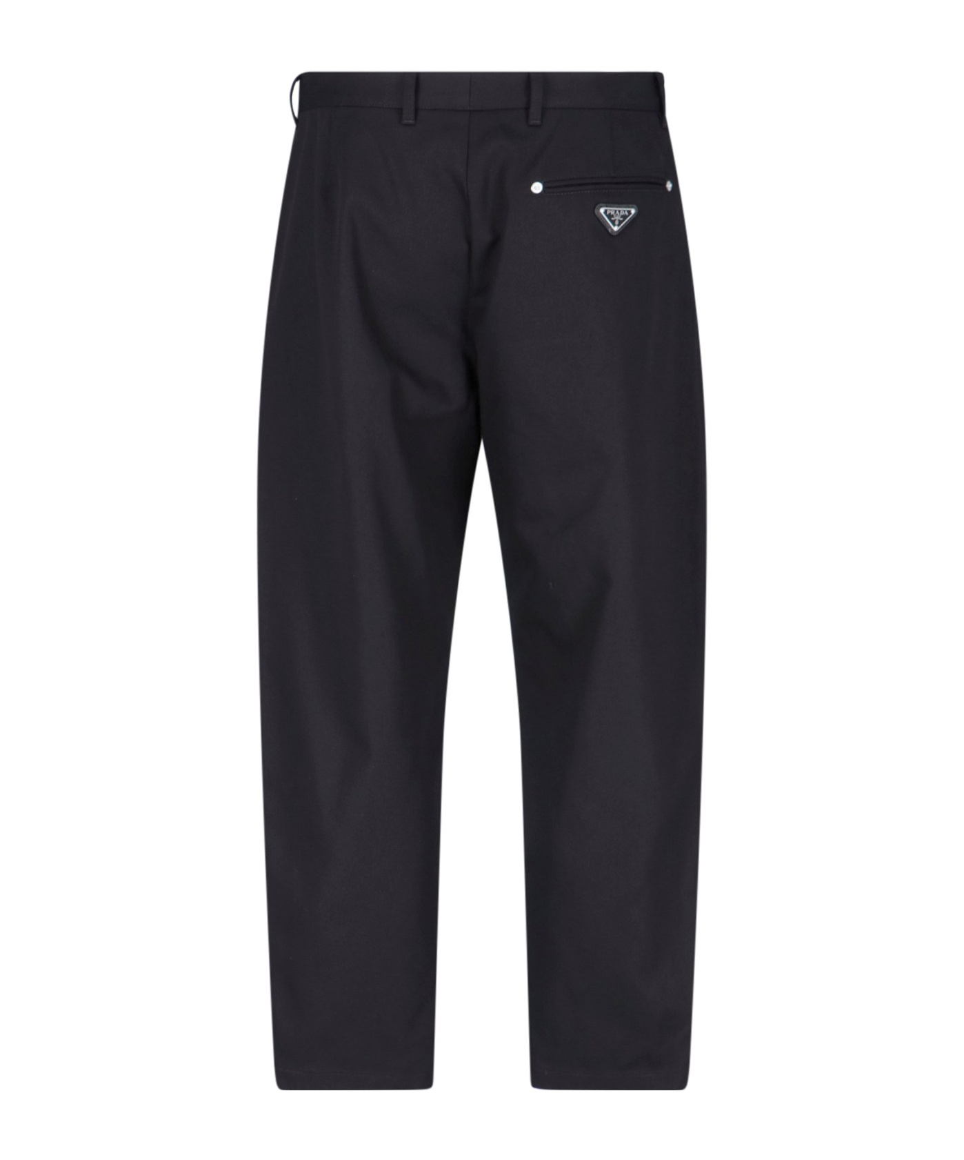 Prada Triangle-logo Tapered-leg Jeans In Black