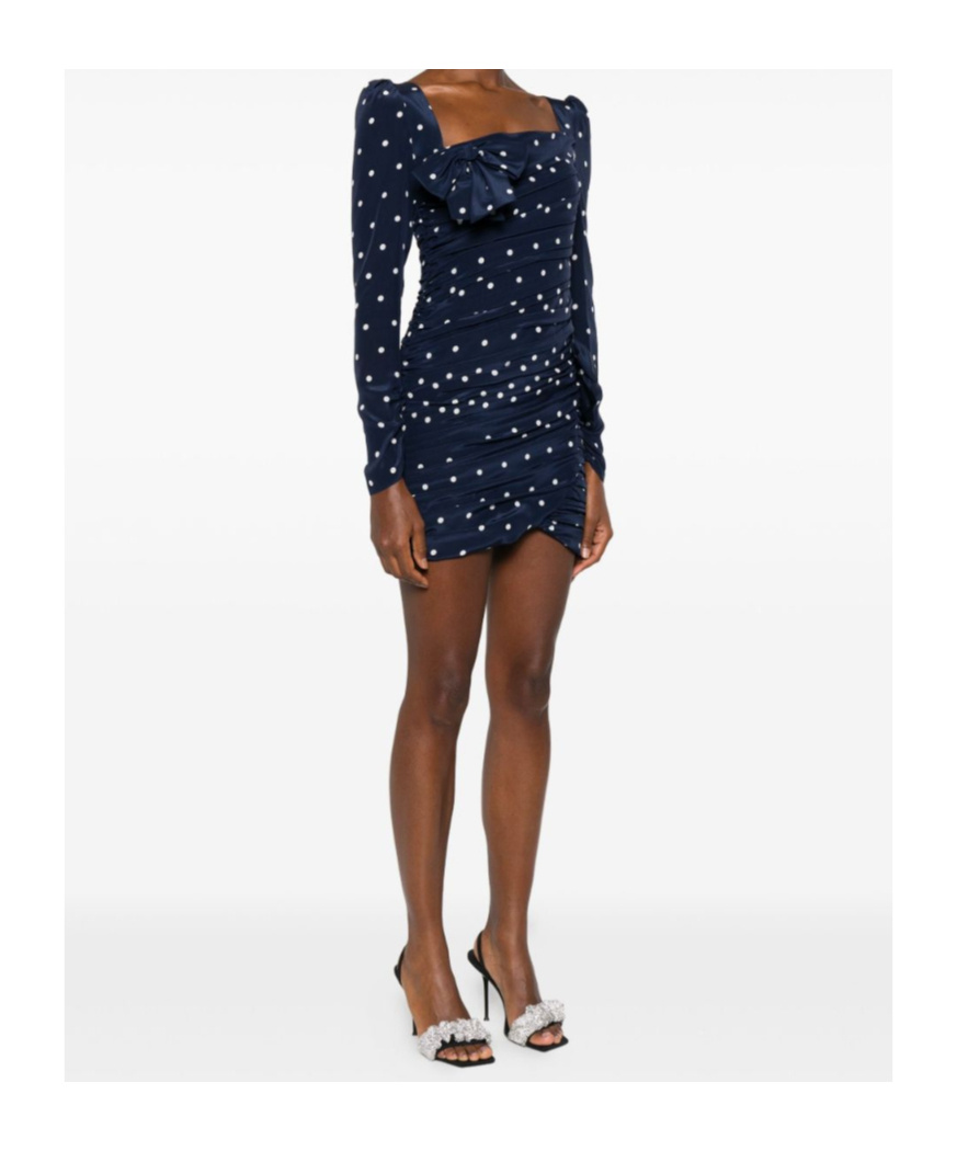 Alessandra Rich Polka-dot Bow Mini Dress In Blue