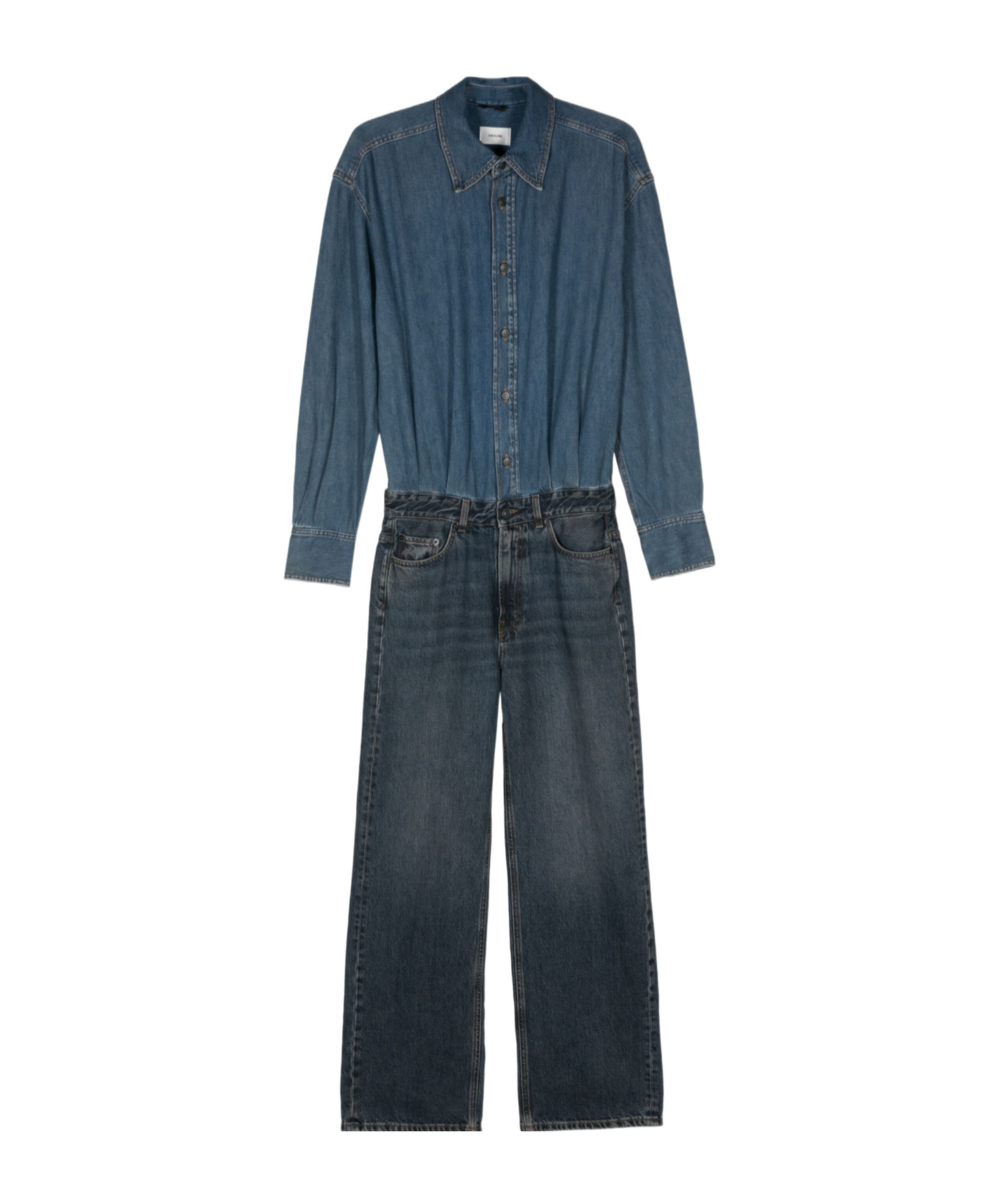 Haikure Long Sleeve Denim Jumpsuit In Blue