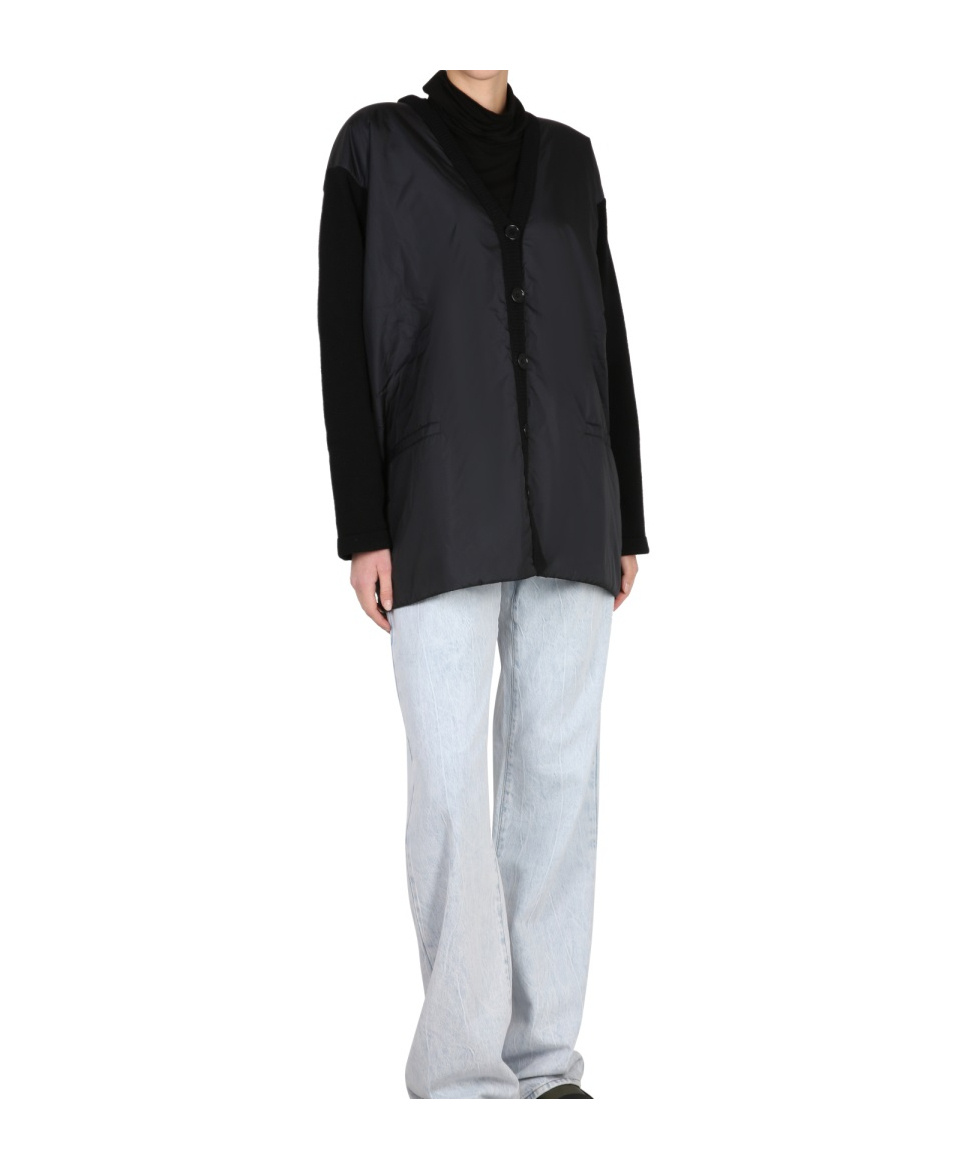 Aspesi Knitwear Cardigan With Padded Front Panel In Black