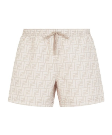 FENDI BEIGE FF NYLON SWIM SHORTS