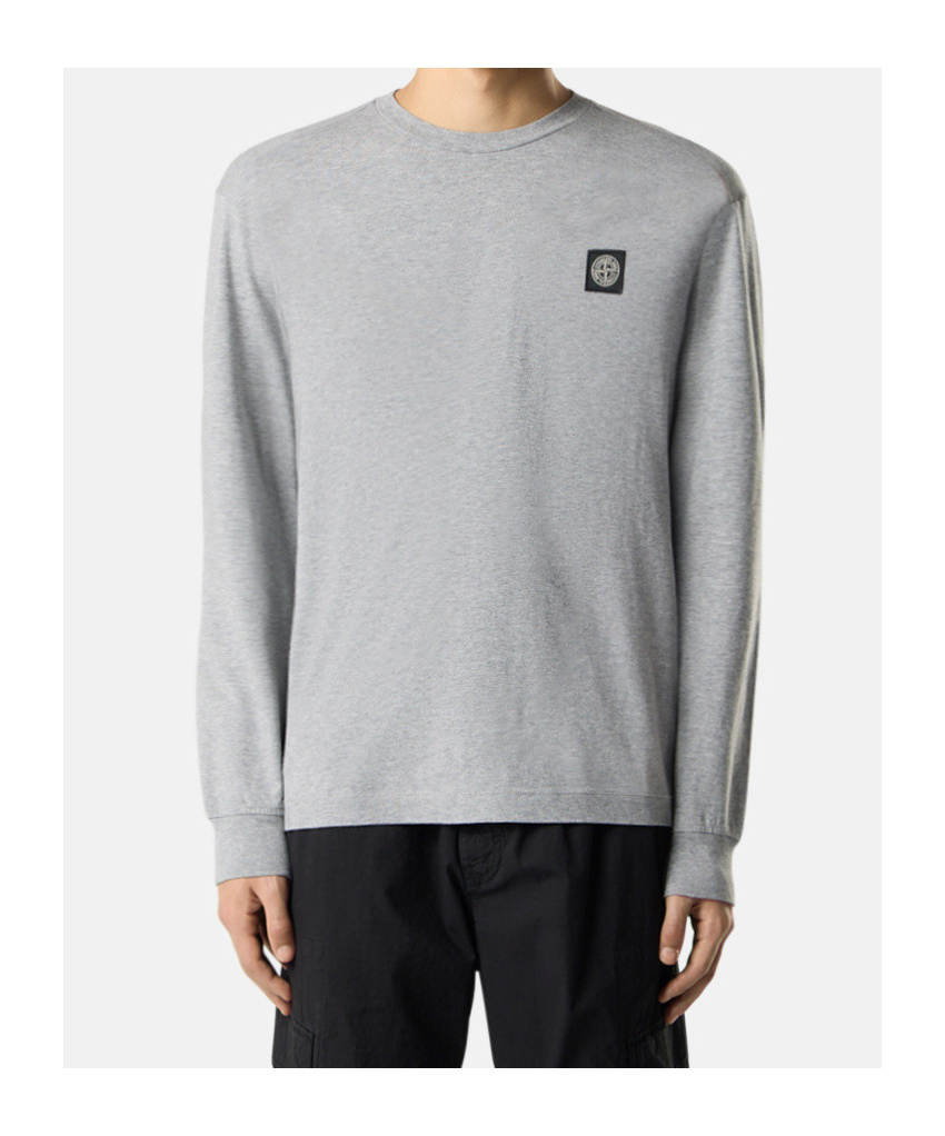 Stone Island Slim Fit Long Sleeve T-shirt With Compass Patch In Gray