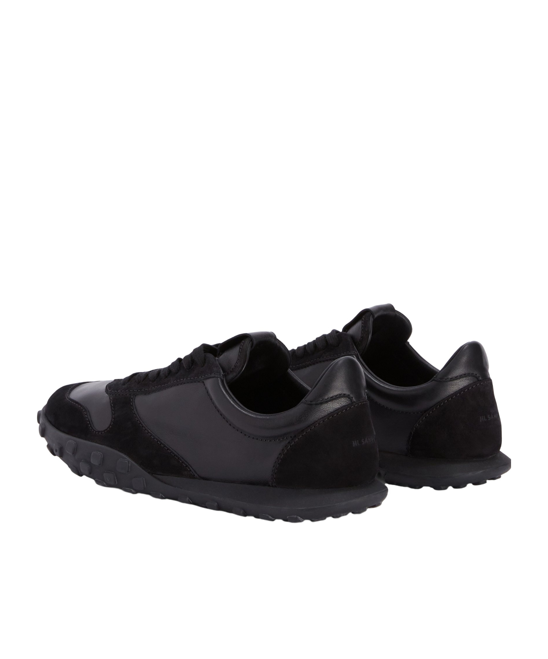 Jil Sander Suede Panel Round Toe Rubber Sole Sneakers In Black