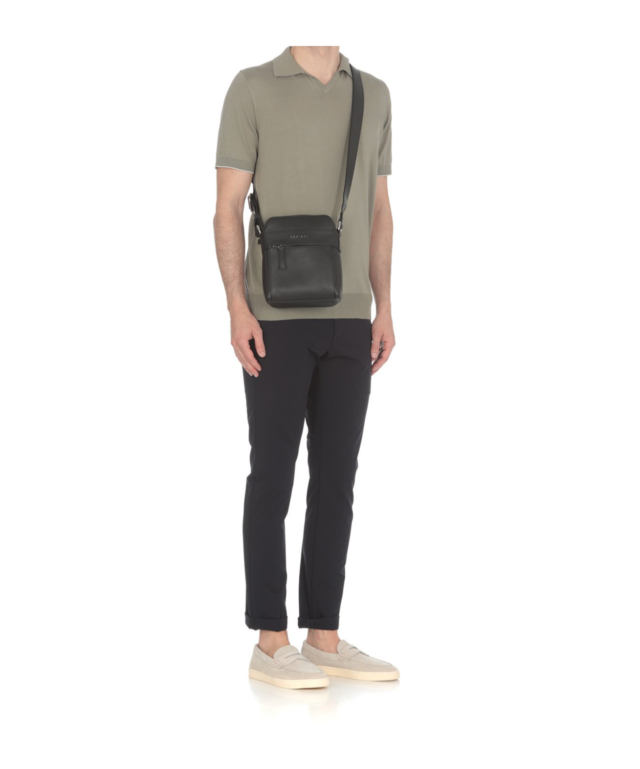 Orciani Zipper Shoulder Bag In Black