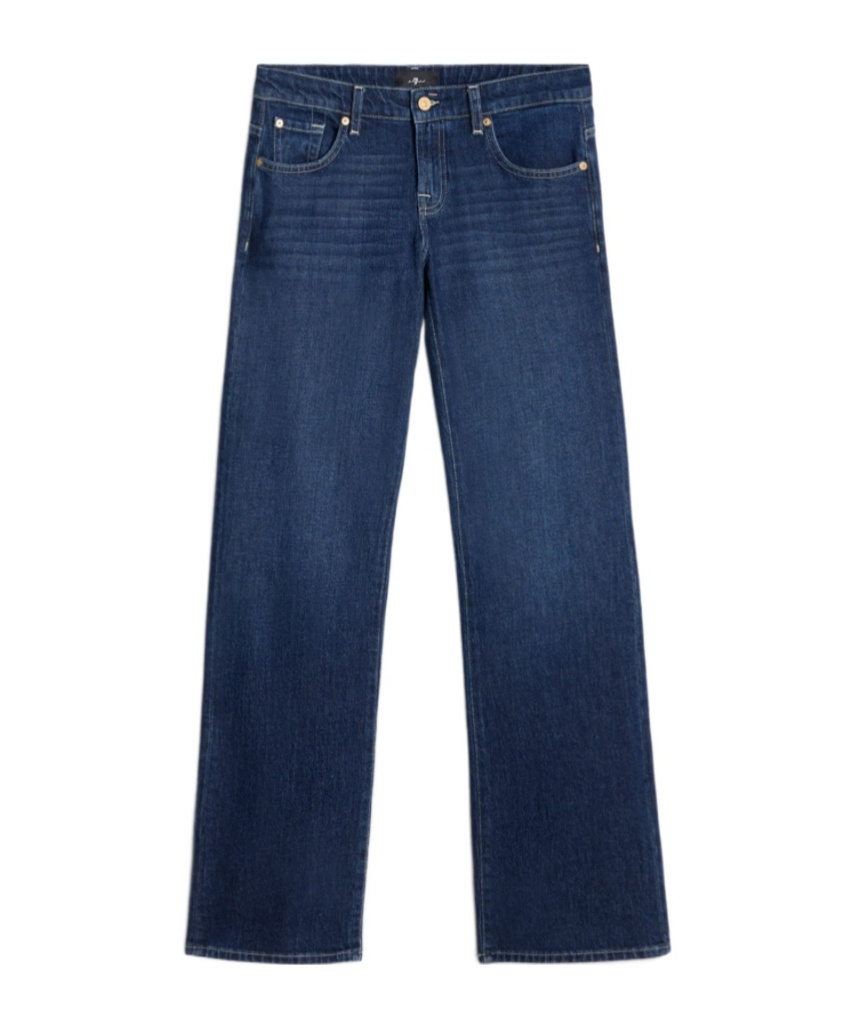 7 For All Mankind Low Waist Straight Jeans Woman In Blue