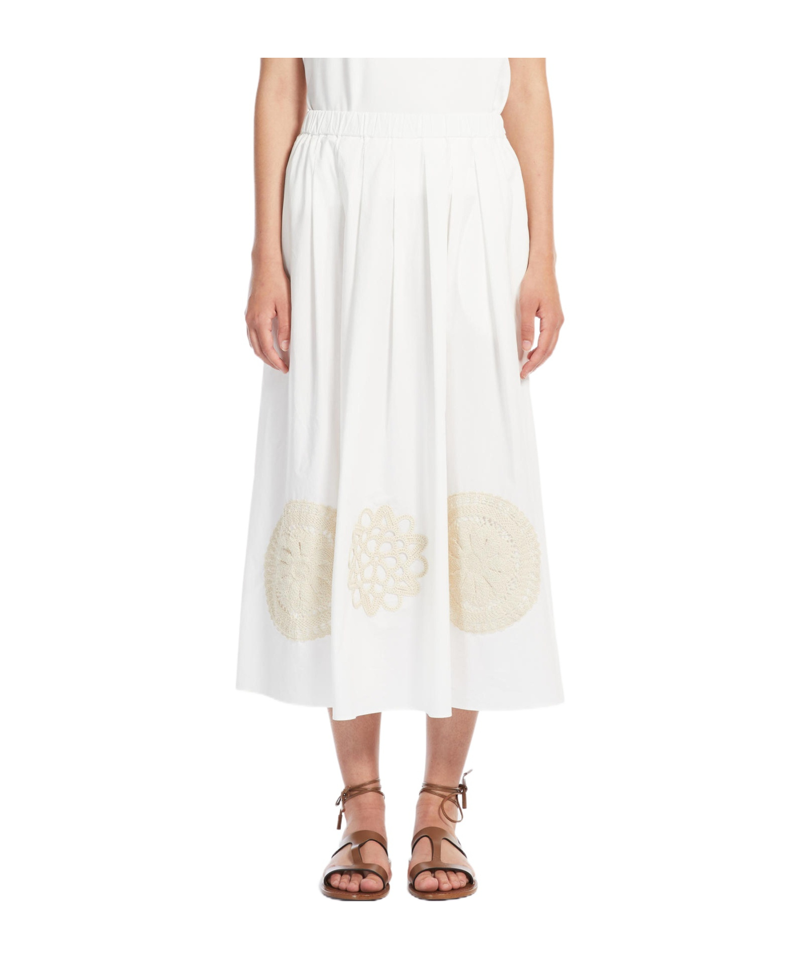 Weekend Max Mara Elastic Waist Skirt In White