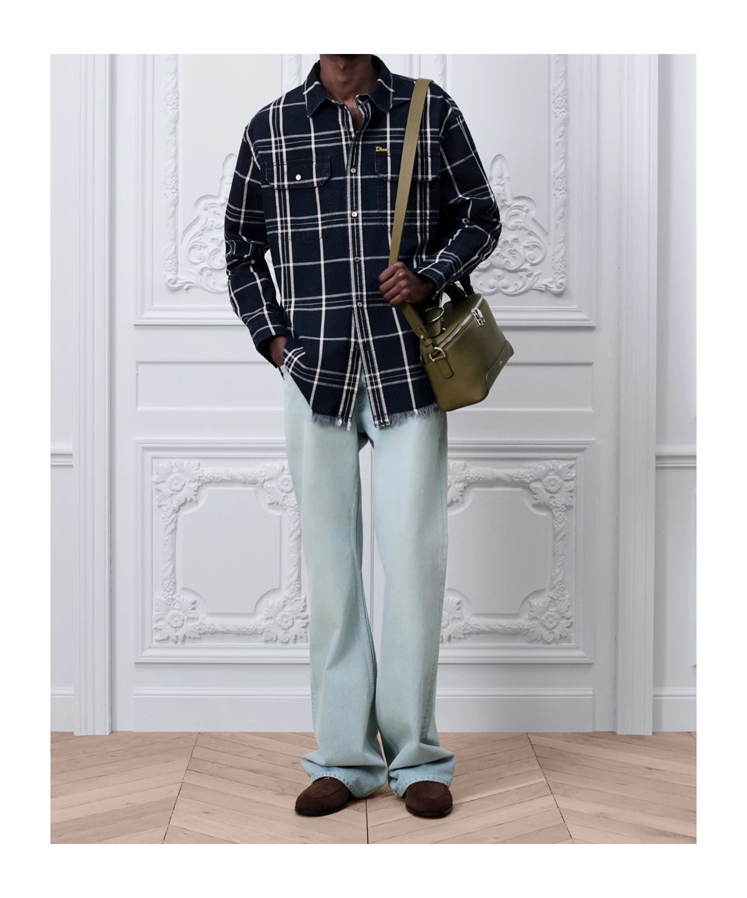 Dior Checkered Overshirt In Blue