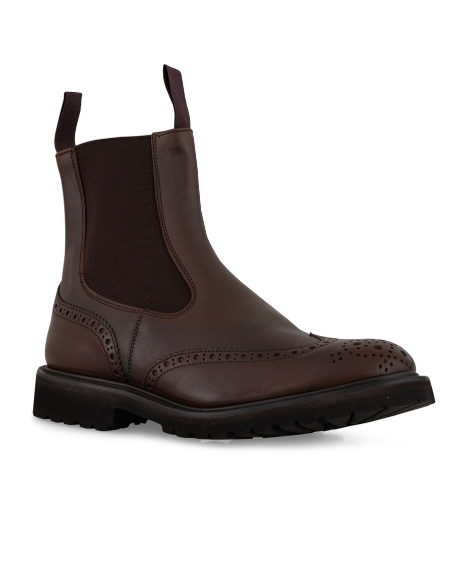 Tricker's Chunky Sole Brogue Detailing Pull Tabs In Black