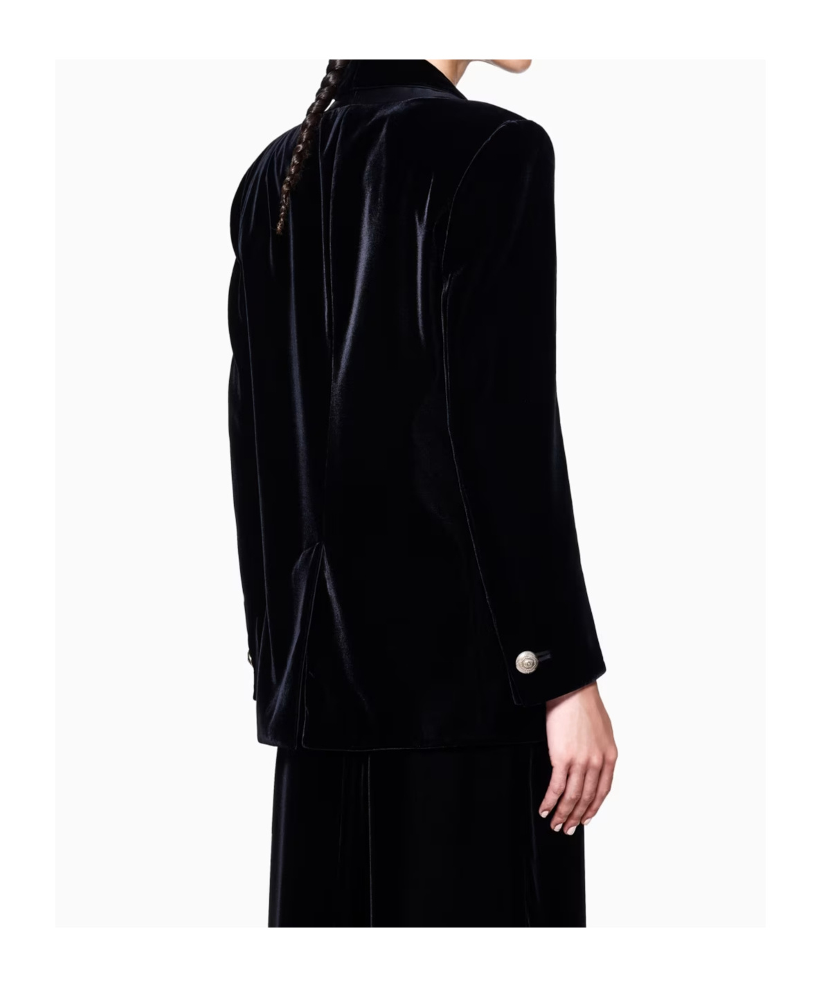 Giorgio Armani Velvet Blazer With Satin Lapel And Long Sleeves In Black