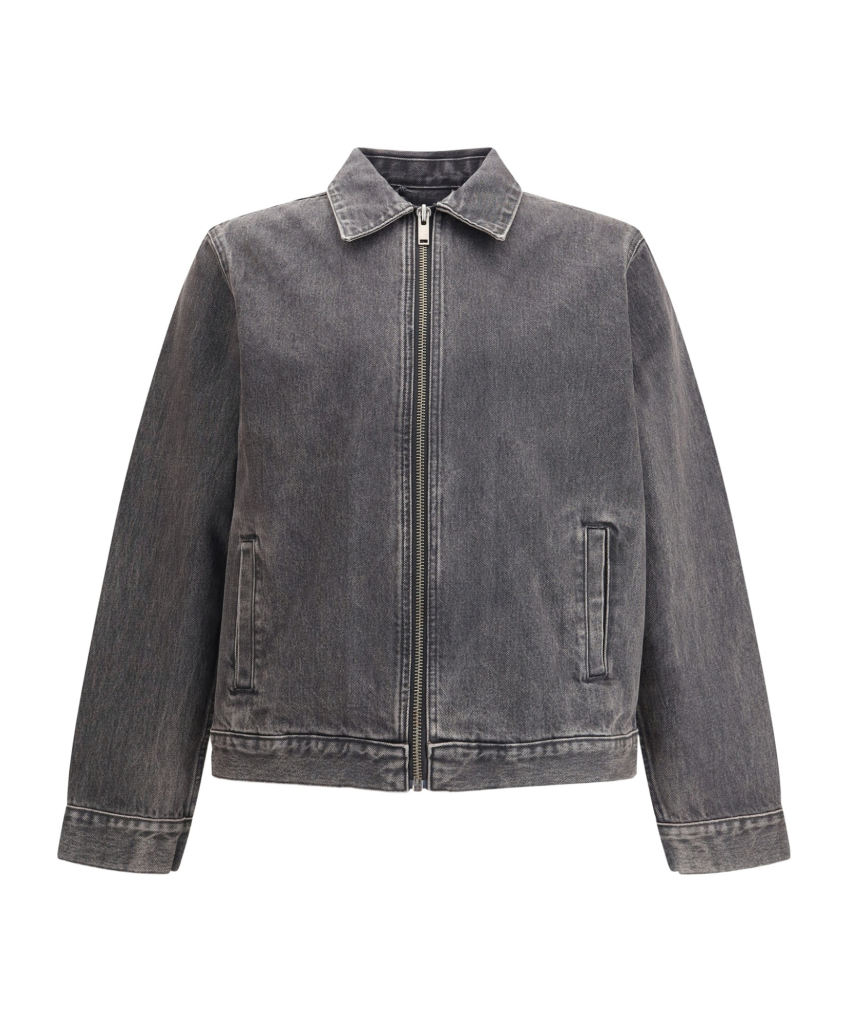 7 For All Mankind Zipper Long Sleeve Casual Jacket In Black