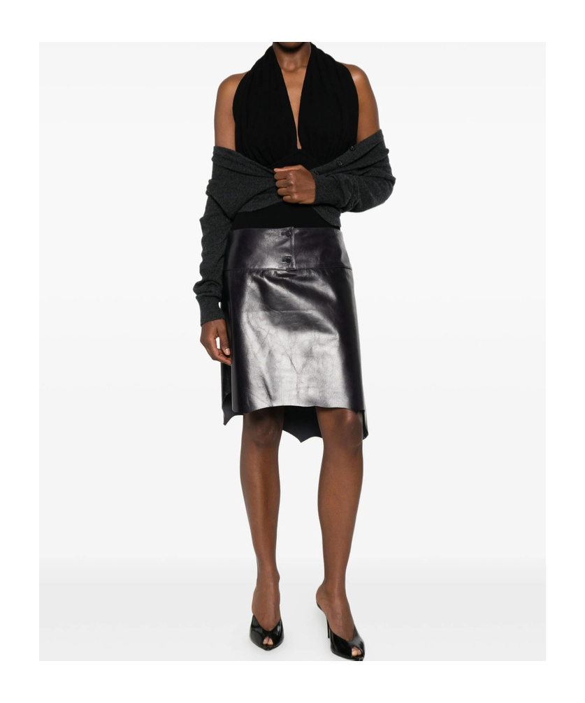 Paloma Wool Single-row Button Asymmetric Miniskirt In Black