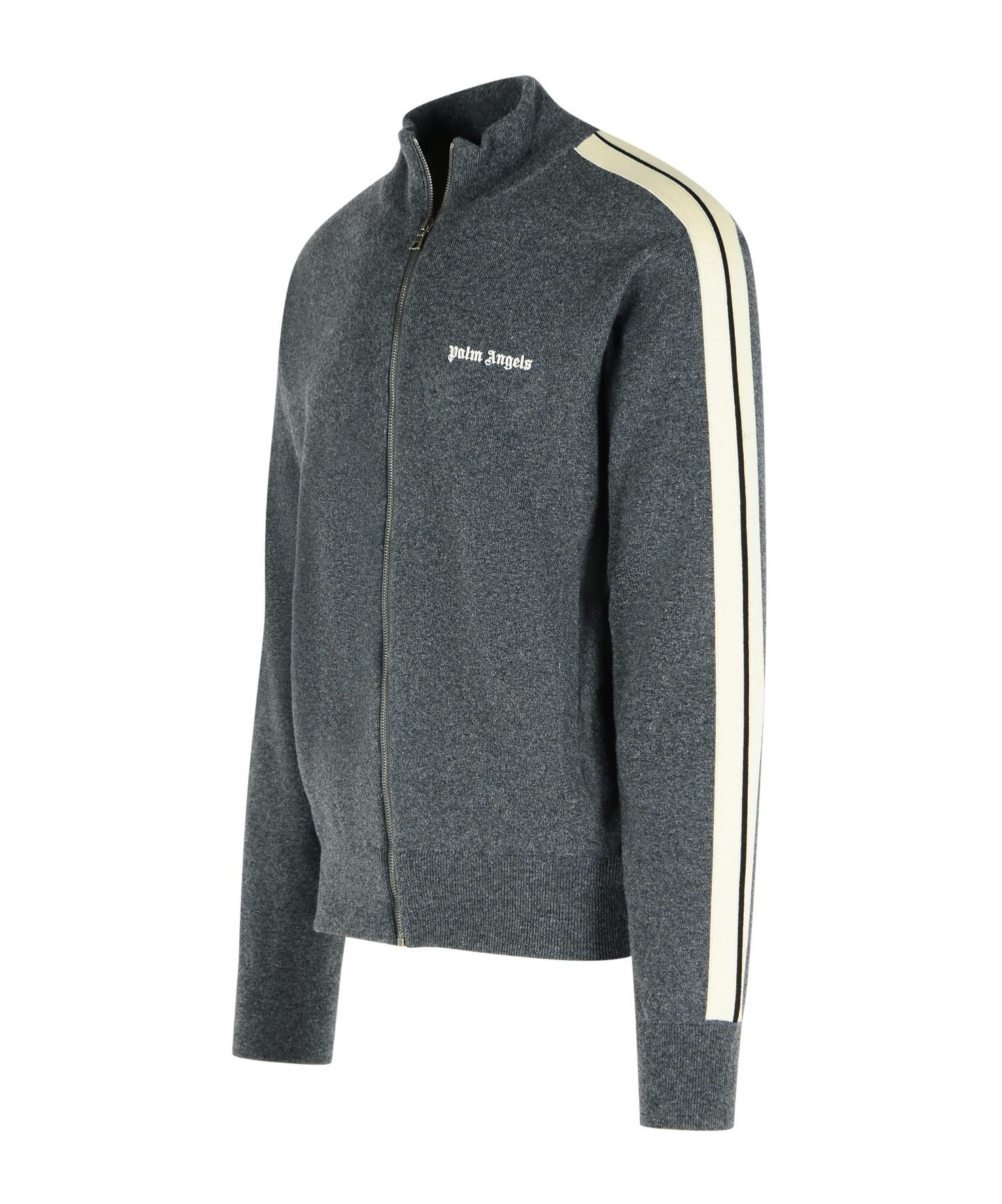 Palm Angels Grey Wool Blend Sweatshirt In Black
