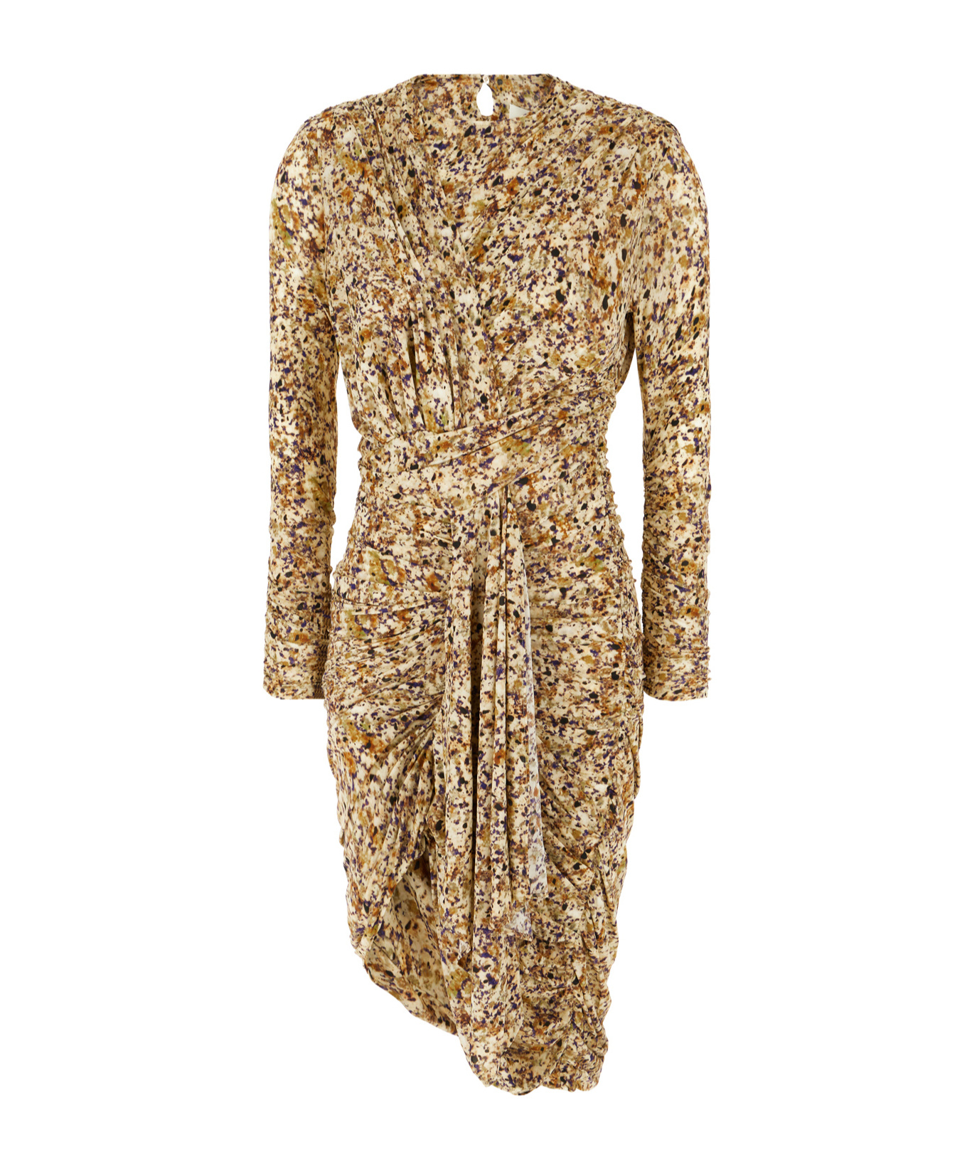 Isabel Marant Draped Stretch Viscose Dress With Asymmetric Hem In Nude