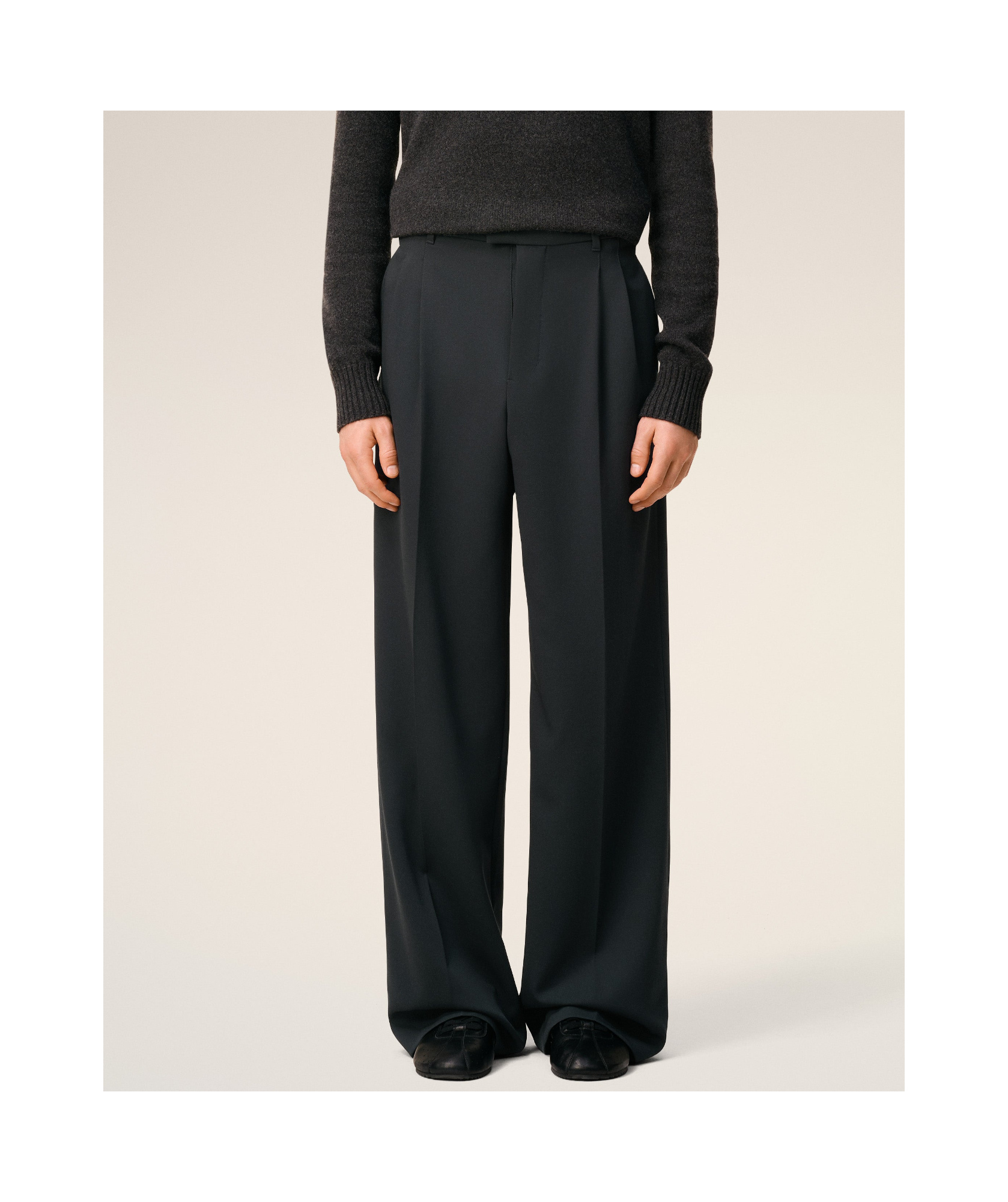 Ami Alexandre Mattiussi Ami Paris Charcoal Gray Wool Trousers In Black