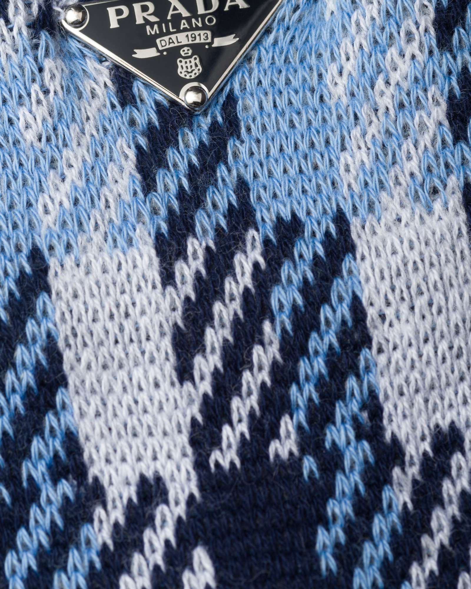 Prada Check Pattern Socks In Blue