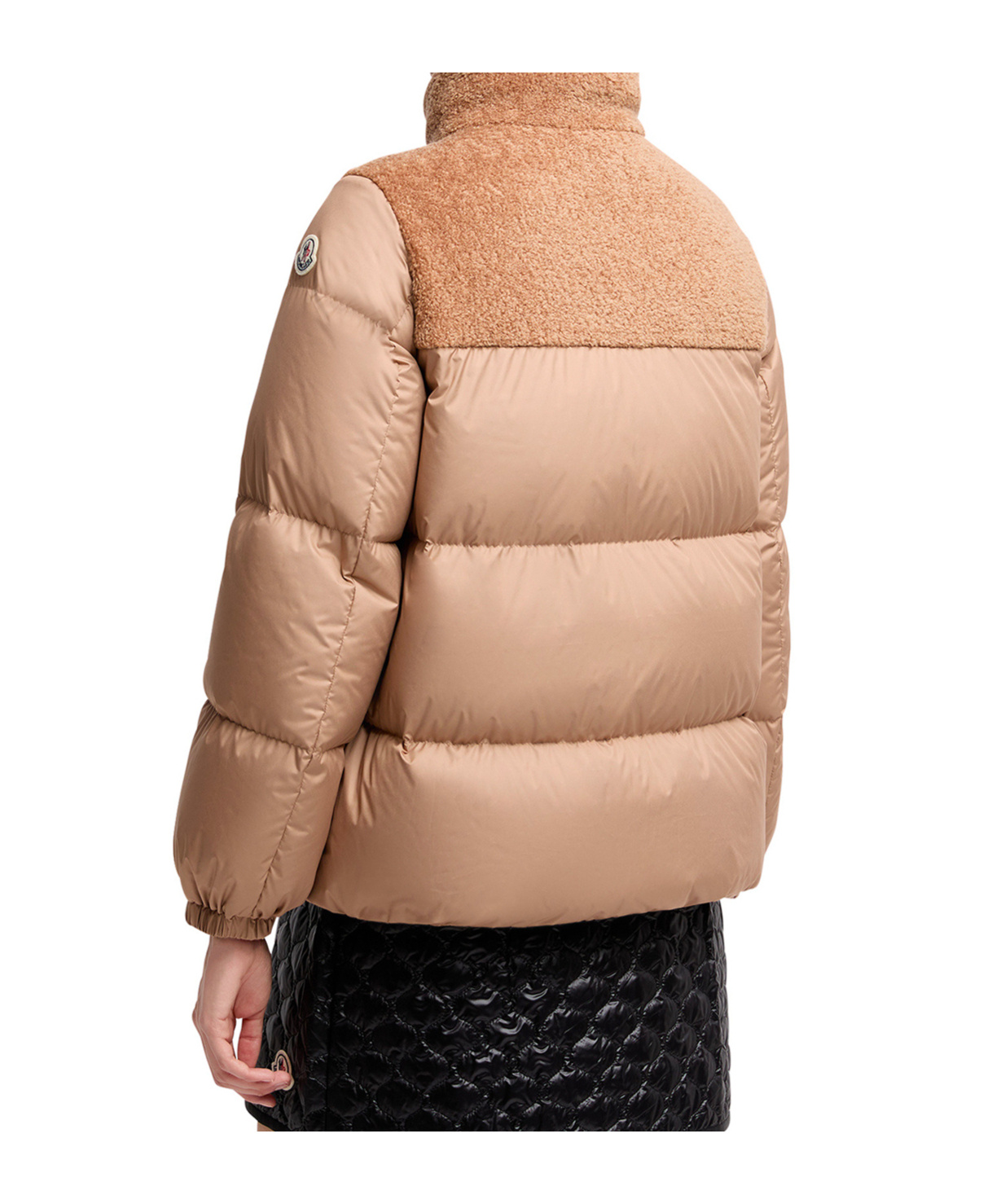 Moncler Esnaie Teddy-trimmed Short Down Jacket In Pink