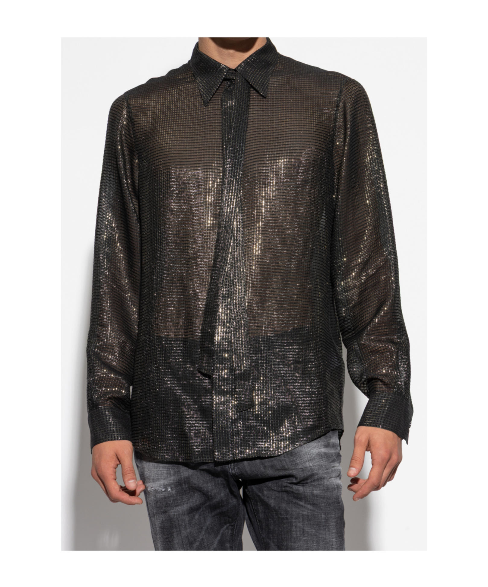 Dsquared2 Long-sleeved Lapel Shirt In Black