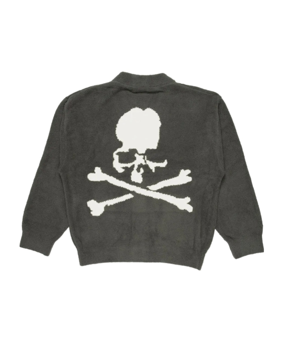 Mastermind Japan Long-sleeved Knitted Cardigan In Gray