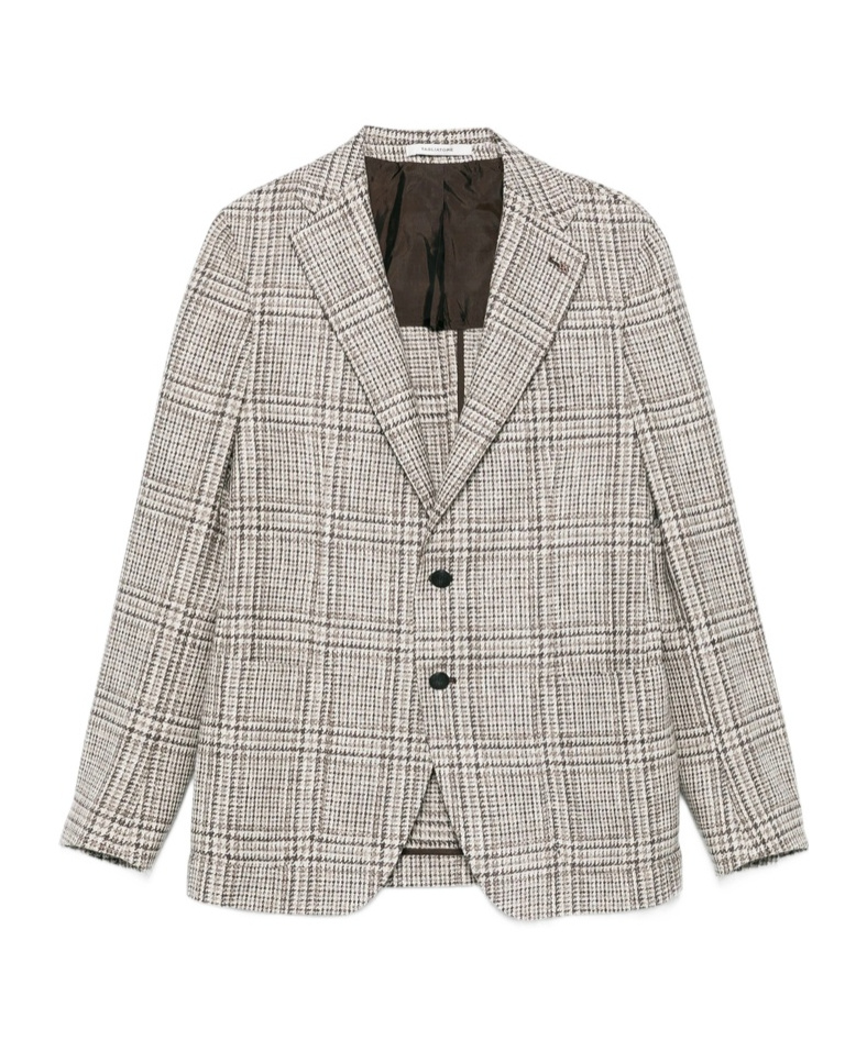 Tagliatore Embroidered Lapel Wool Blend Jacket