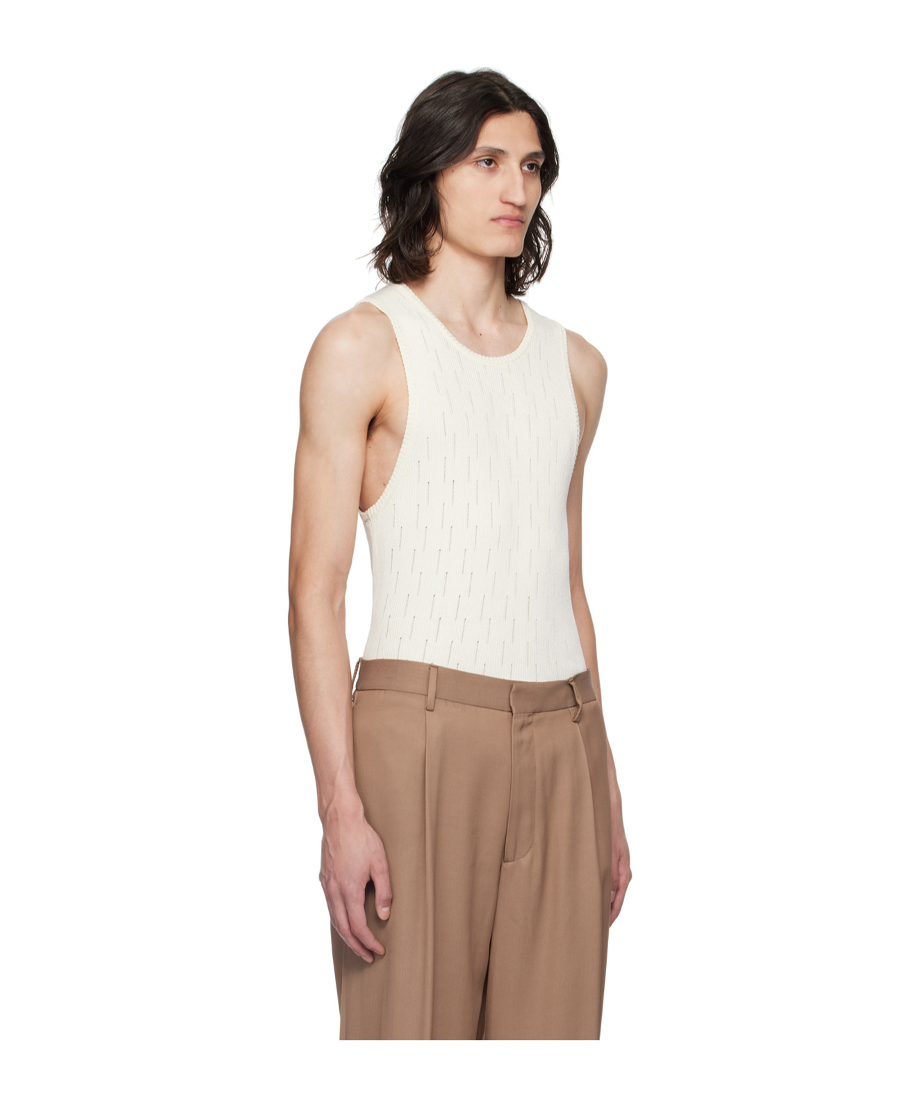 Lardini Round Collar Drawn-down Vest In White