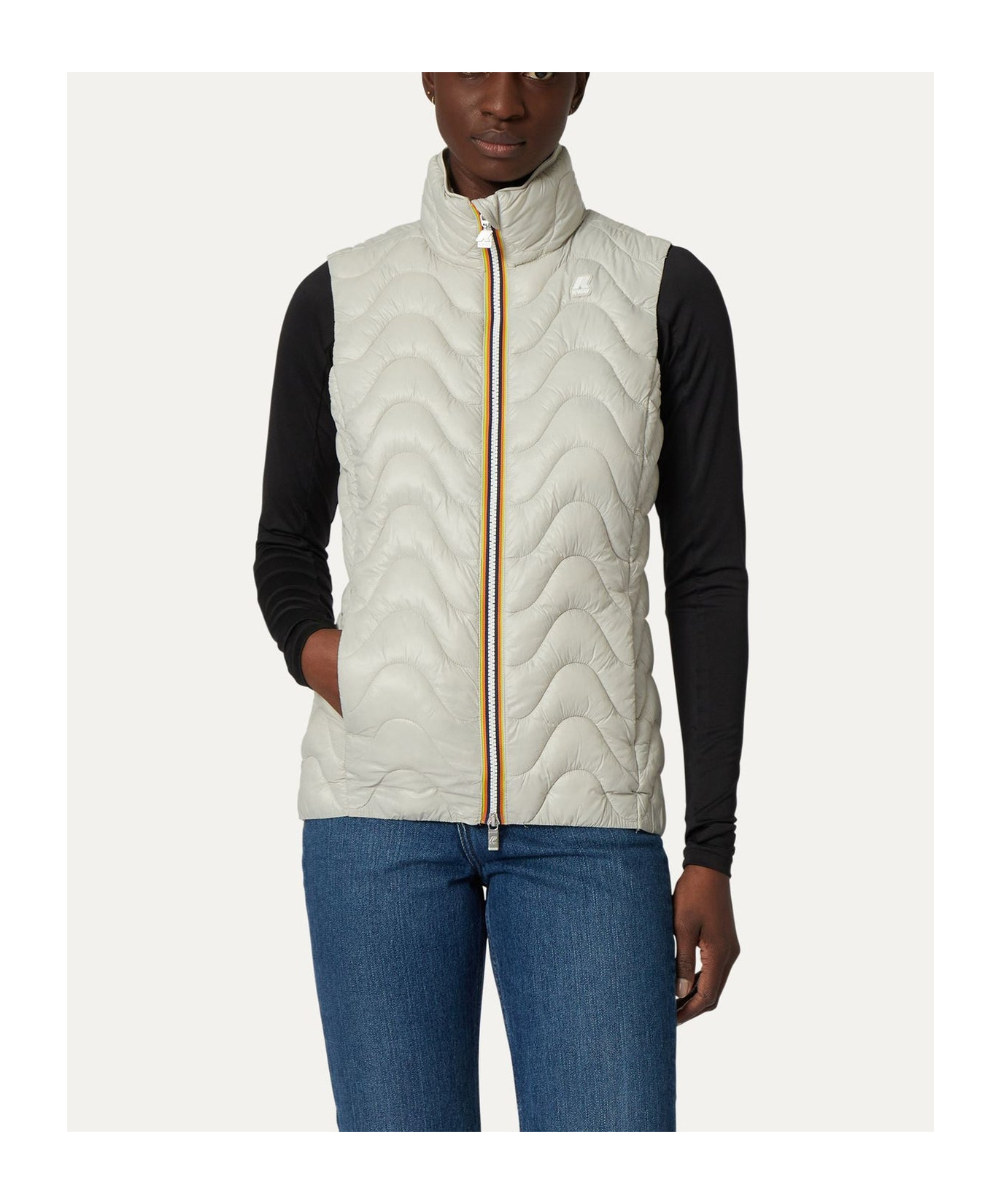 K-way Quilted Zipper Vest In White