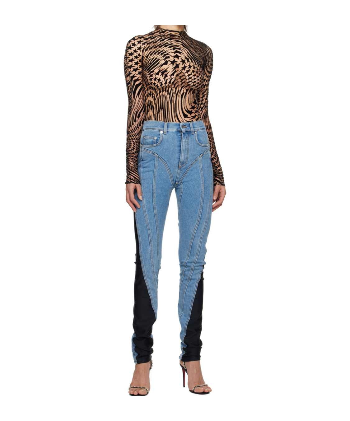 Mugler Star High-neck T-shirt In Animal Print