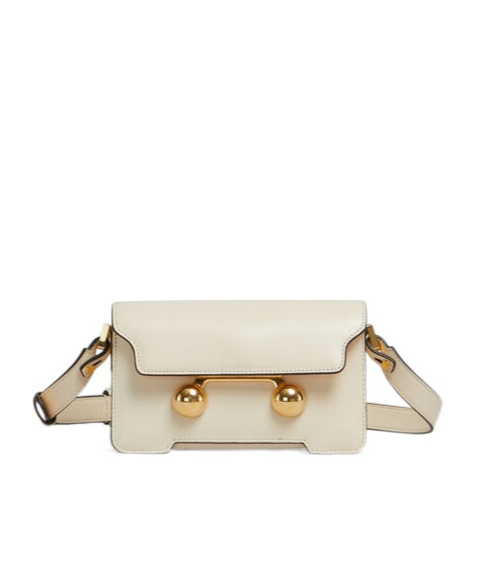 Marni Cream Leather Trunkaroo Mini Shoulder Bag In Nude