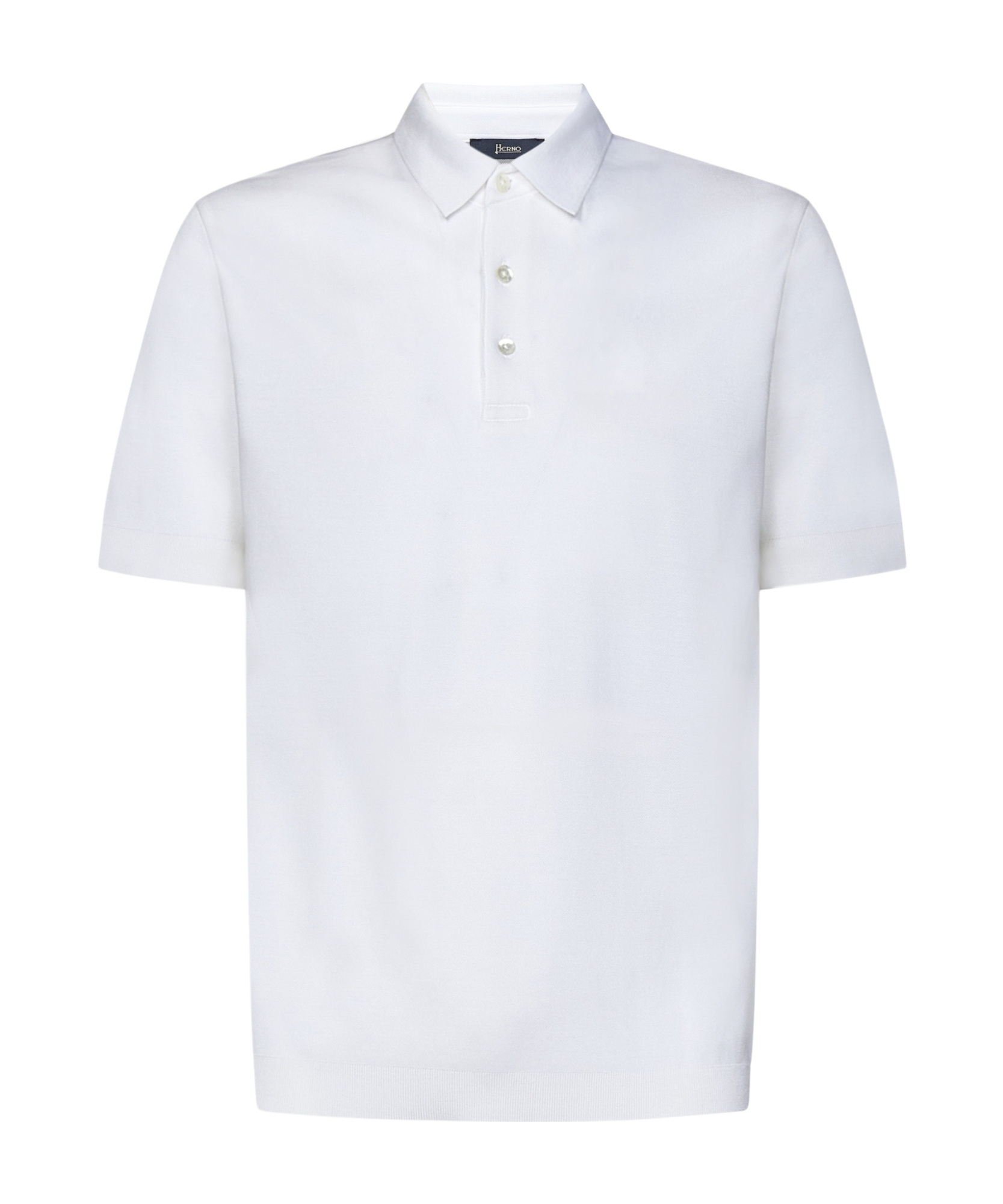 Herno White Short-sleeve Polo With Traditional Collar And Minimalist Design In White