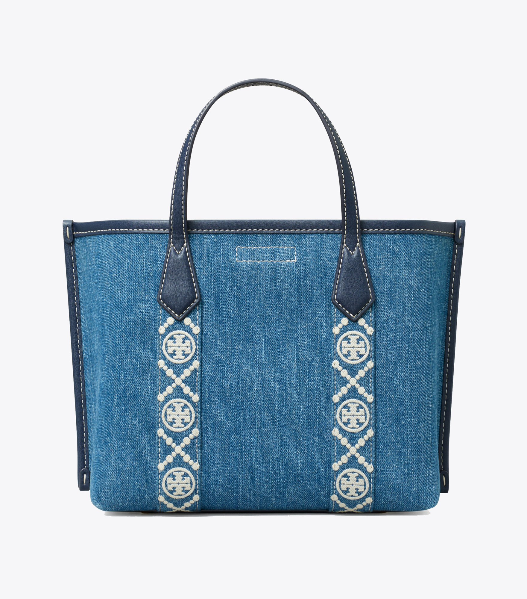 TORY BURCH LOGO-TAPE DENIM TOTE BAG