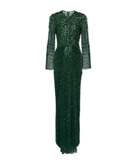 Jenny Packham Anja Sequined Gown In Green