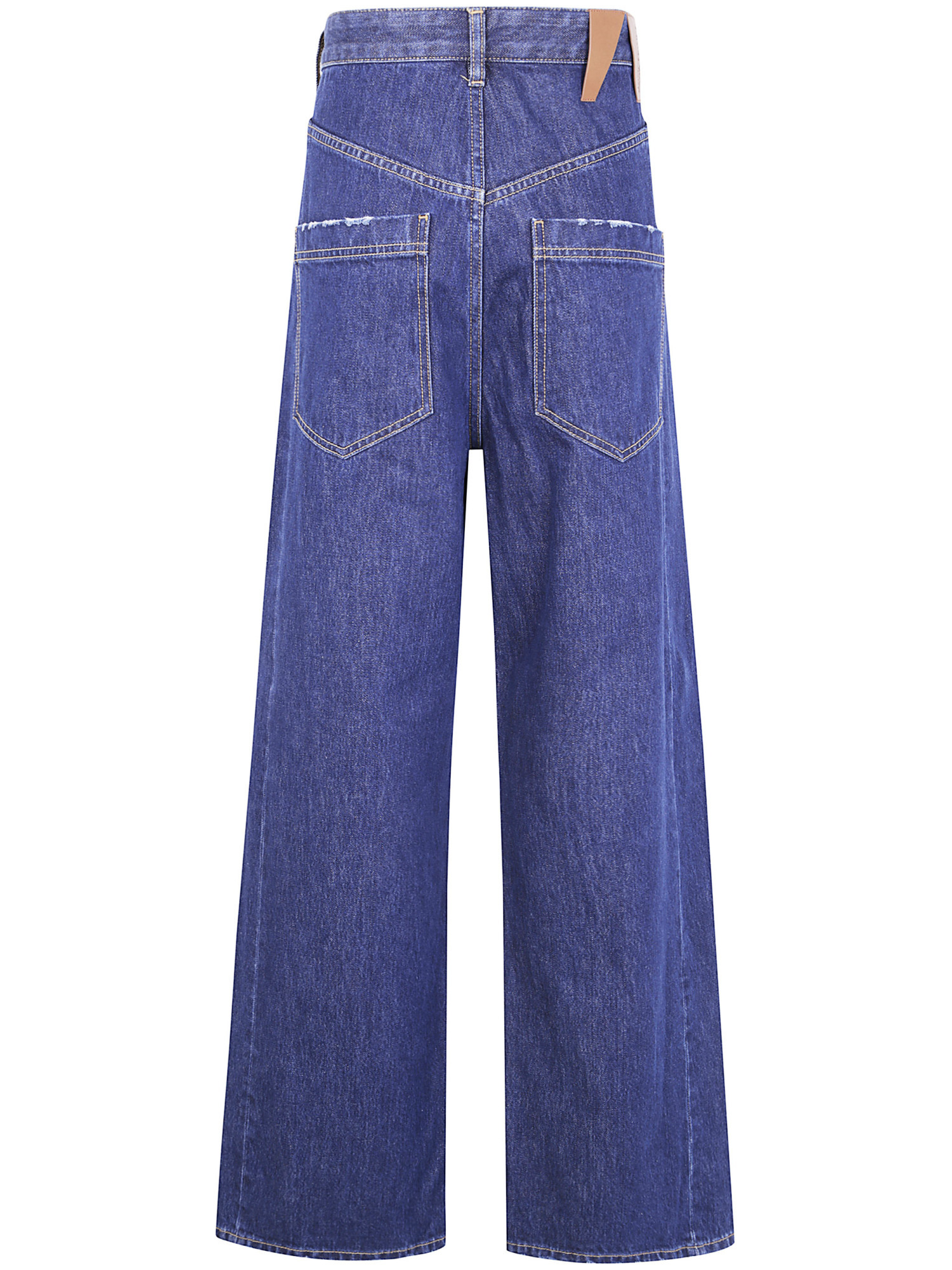 Darkpark Wide Leg Denim Trousers With Belt Loops In Blue