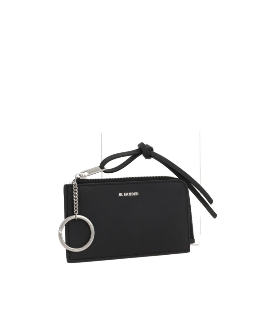 Jil Sander Logo Printed Zipped Wallet In Black