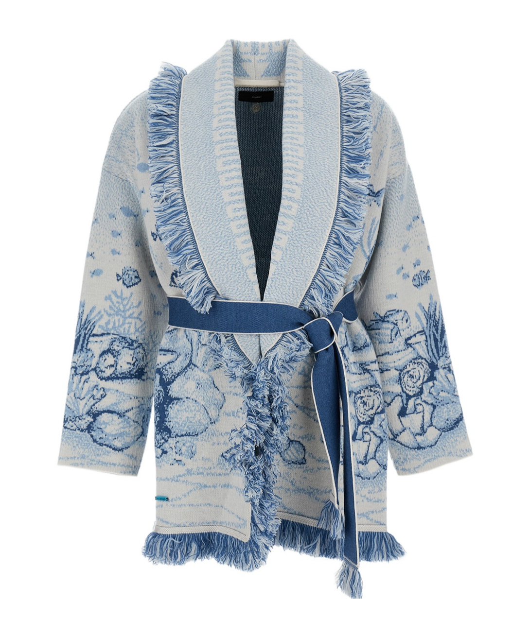 Alanui Deep In The Ocean Wool-blend Cardigan In Blue