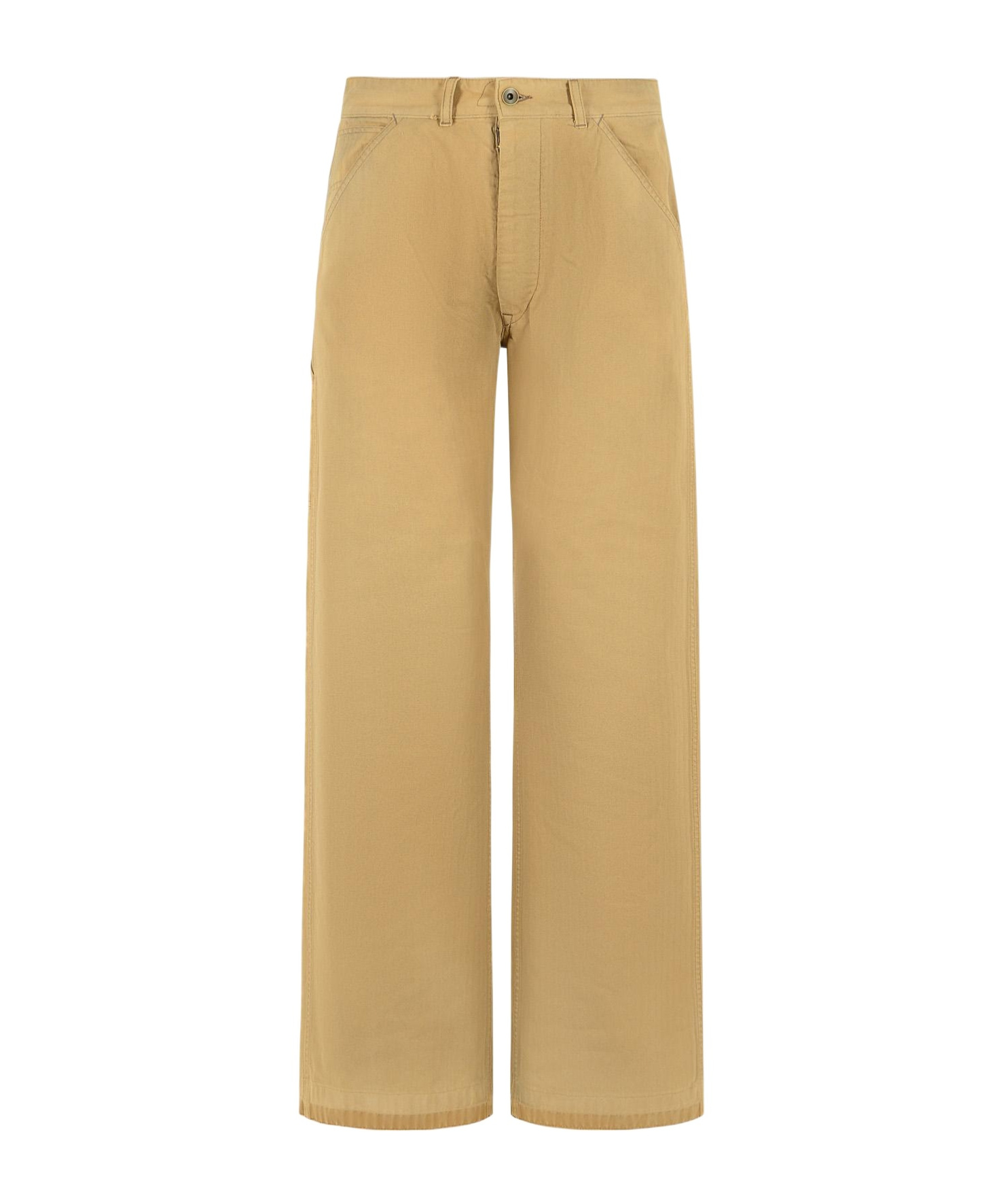 Maison Margiela Straight Leg Cotton Denim Trousers With Pockets In Nude