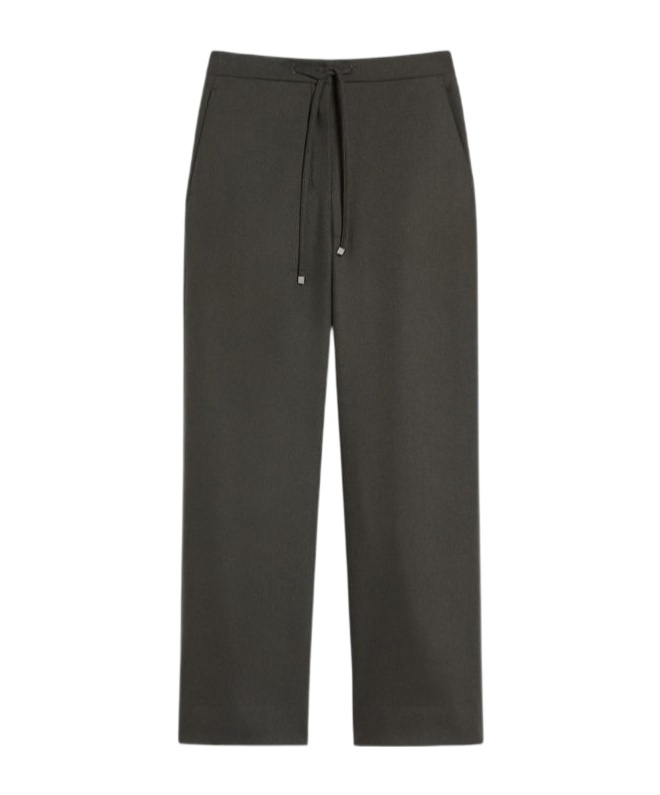 Max Mara Cotton Drawstring Trousers In Gray