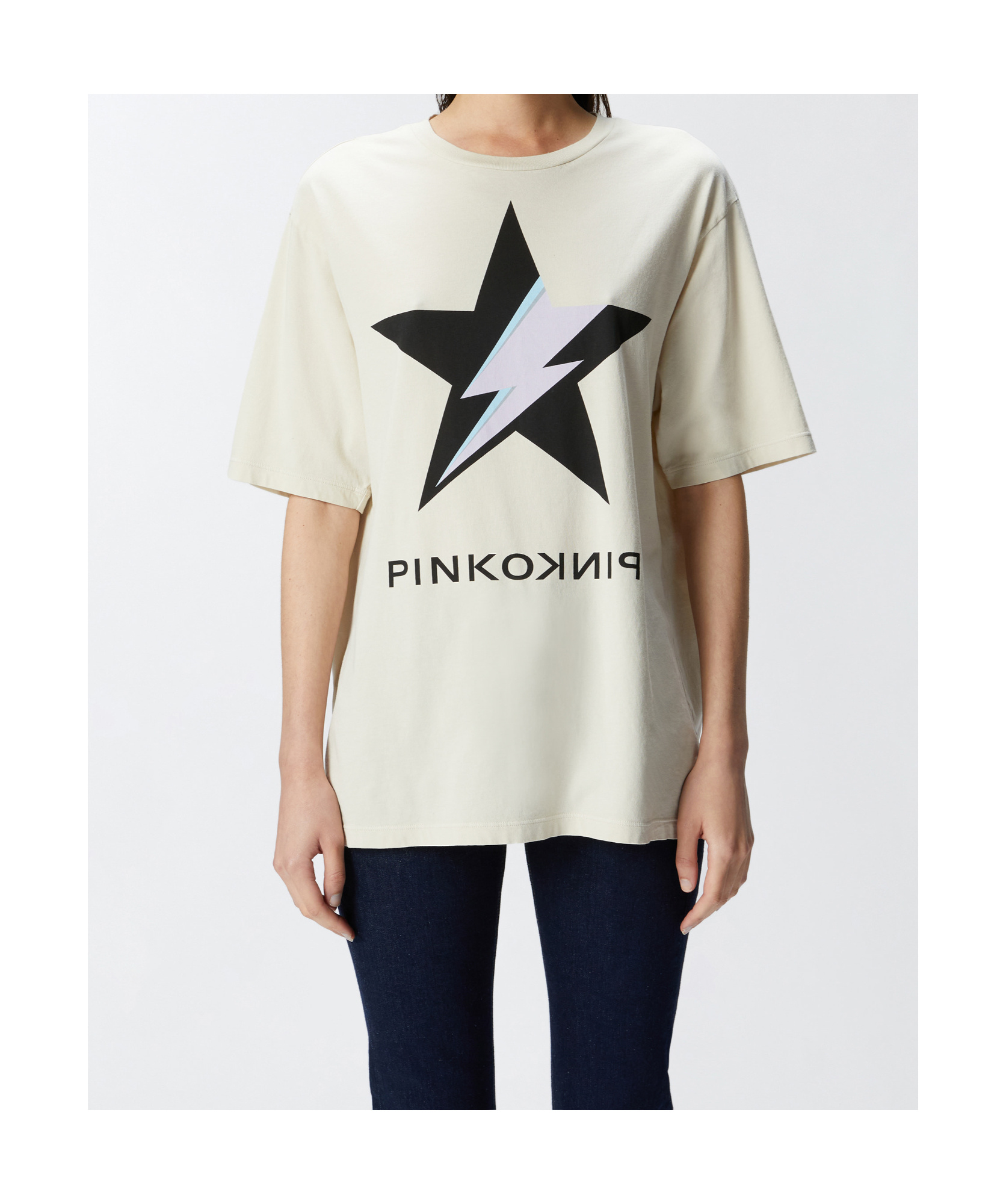 PINKO PINKO STAR-PRINTED CREWNECK T-SHIRT
